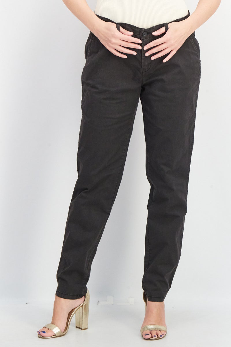 ESPRIT Edc by Esprit Women Regular Fit Solid Pants, Black - Image 1