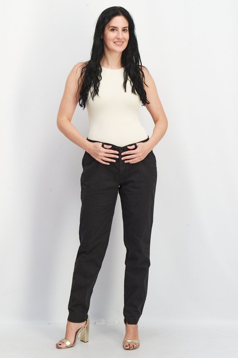 ESPRIT Edc by Esprit Women Regular Fit Solid Pants, Black - Image 3