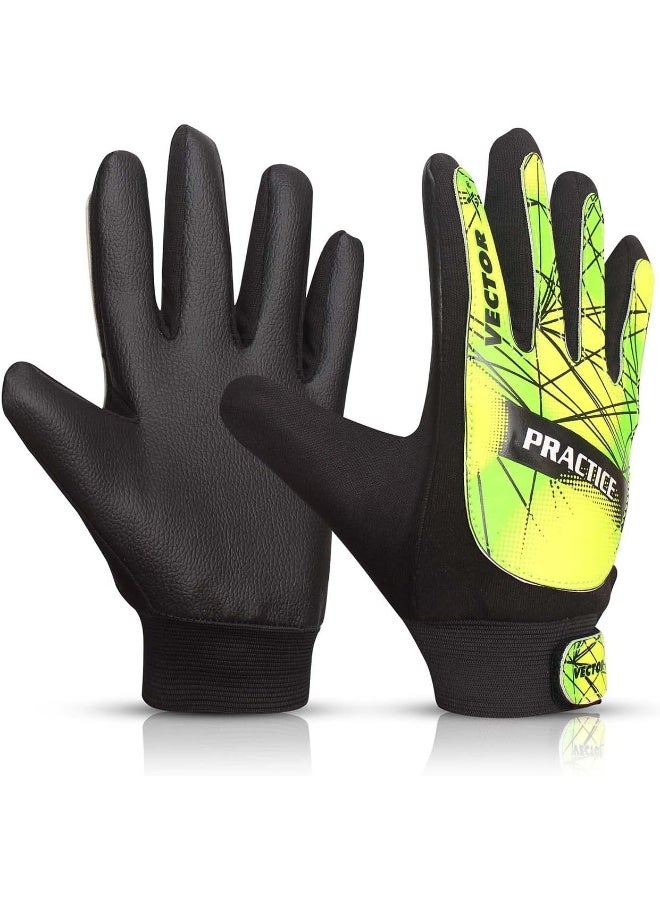 Vector X Practice Goalkeeper Gloves – Black-Green, Finger Save & Super Grip Palms, Youth & Adult Soccer Training, Size 8 - Image 1