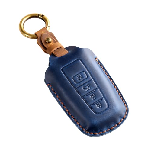 OFFCURVE Leather Car Key Cover 3/4 Buttons, Fob Protector Case Compatible with Toyota Camry Corolla Highlander RAV4 Avalon Prius C-HR GT86 4Runner Tundra Prado Tacoma (Blue) - Image 1