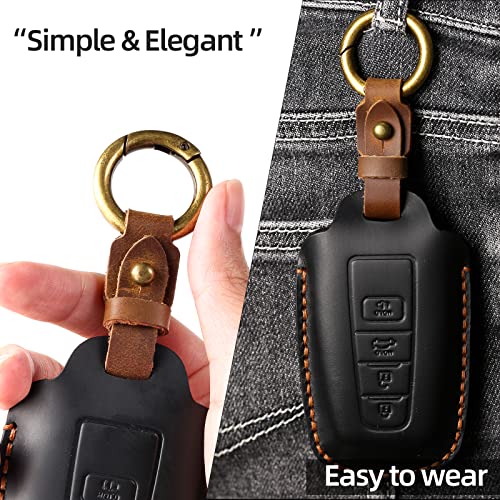 OFFCURVE Leather Car Key Cover 3/4 Buttons, Fob Protector Case Compatible with Toyota Camry Corolla Highlander RAV4 Avalon Prius C-HR GT86 4Runner Tundra Prado Tacoma (Blue) - Image 4