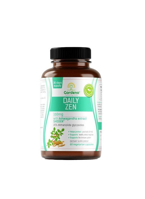 Daily Zen 160 mg with Ashwagandha Extract Helps Protect Body and Mind Support Healthy Stress Response and Immune System 60 Vegetarian Capsules
