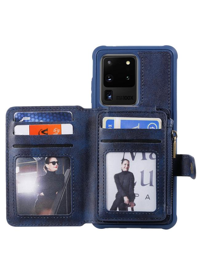 زبون جراب لهاتف Galaxy S20 Ultra جراب واقٍ مقاوم للصدمات بسحاب مع فتحات للبطاقات وقوس وحامل للصور ووظيفة المحفظة - Image 5