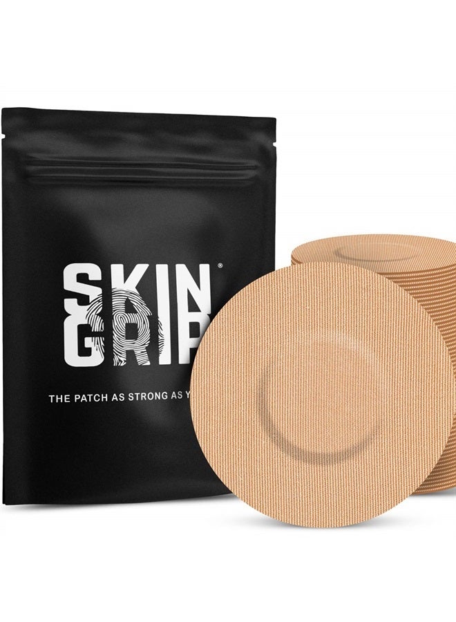 SKIN GRIP Adhesive Patches for Freestyle Libre 2 – Waterproof & Sweatproof for 10-14 Days, Pre-Cut Adhesive Tape, Continuous Glucose Monitor Sensor Cover – 20 Pack, Tan - Image 1