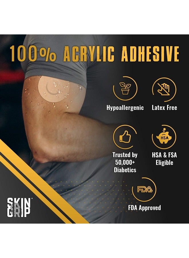 SKIN GRIP Adhesive Patches for Freestyle Libre 2 – Waterproof & Sweatproof for 10-14 Days, Pre-Cut Adhesive Tape, Continuous Glucose Monitor Sensor Cover – 20 Pack, Tan - Image 3