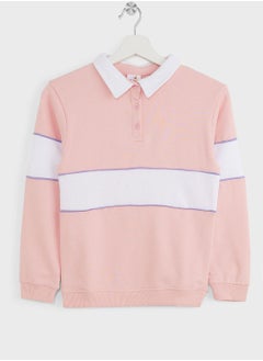 Girls Polo Collared Sweatshirt