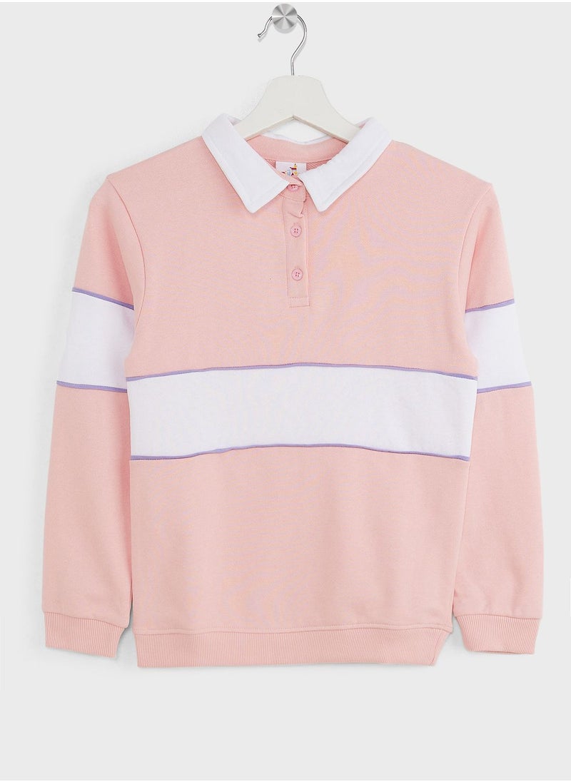 Pinata - Girls Polo Collared Sweatshirt - Image 1