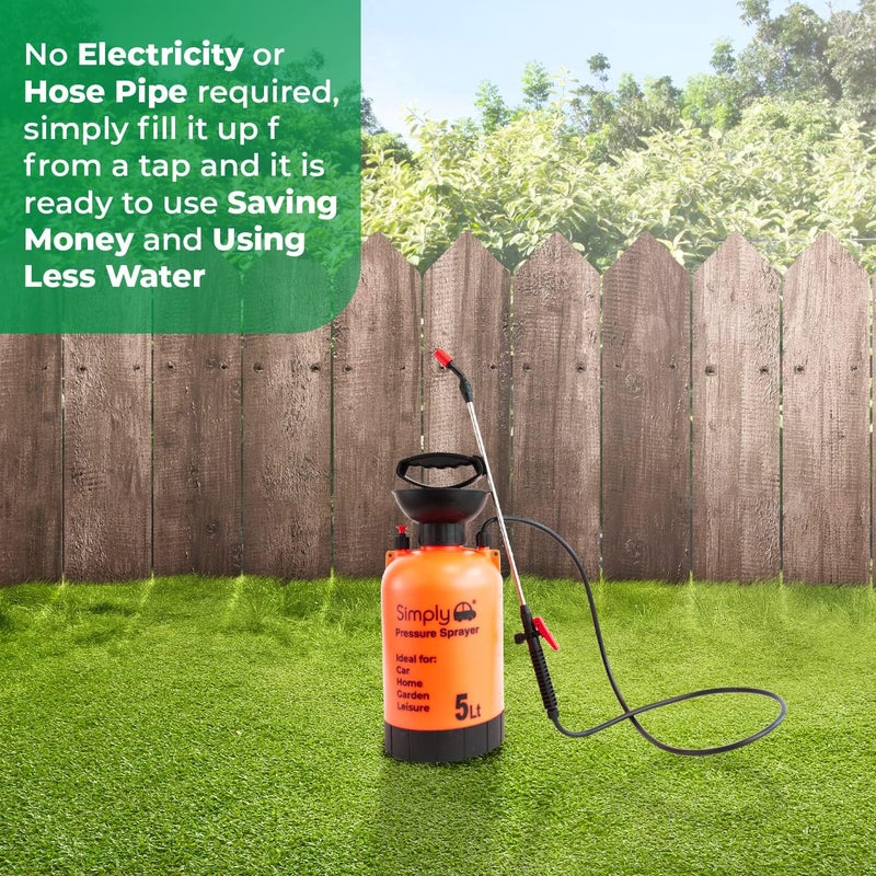 SIMPLY PPS05 Portable 5L Pressure Washer - Lightweight & Durable for Vehicles, Gardens & Decking - Image 2