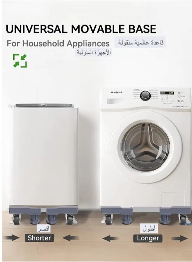 Snooe Fridge Stand Mobile Base With 4 Locking Wheels Pedestal, Adjustable Increasing Height Base 4 Strong Feet Heavy Duty Washing Machine Stand Base for Furniture Refrigerator Dryer Stand - Image 4