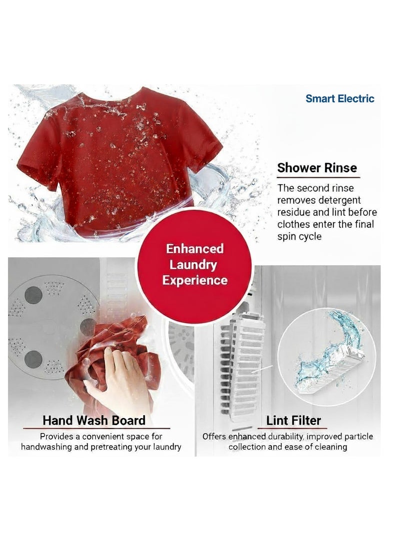 سمارت اليكتريك غسالة سمارت الكتريك حوضين 5  كيلو ، بدون ضوضاء، عالية الجودة، سهلة النقل، - Image 3