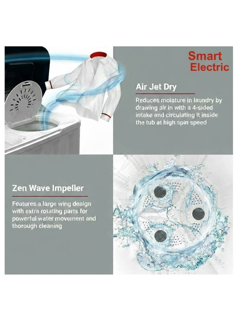 سمارت اليكتريك غسالة سمارت الكتريك حوضين 5  كيلو ، بدون ضوضاء، عالية الجودة، سهلة النقل، - Image 5