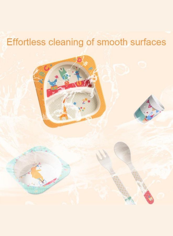 Kids Bamboo Fiber Plate Set – Elephant Design | 5-Piece Eco-Friendly Dinner Set for Toddlers & Kids | Safe Non-Toxic Tableware with Plate, Bowl, Cup, Fork & Spoon - Image 5