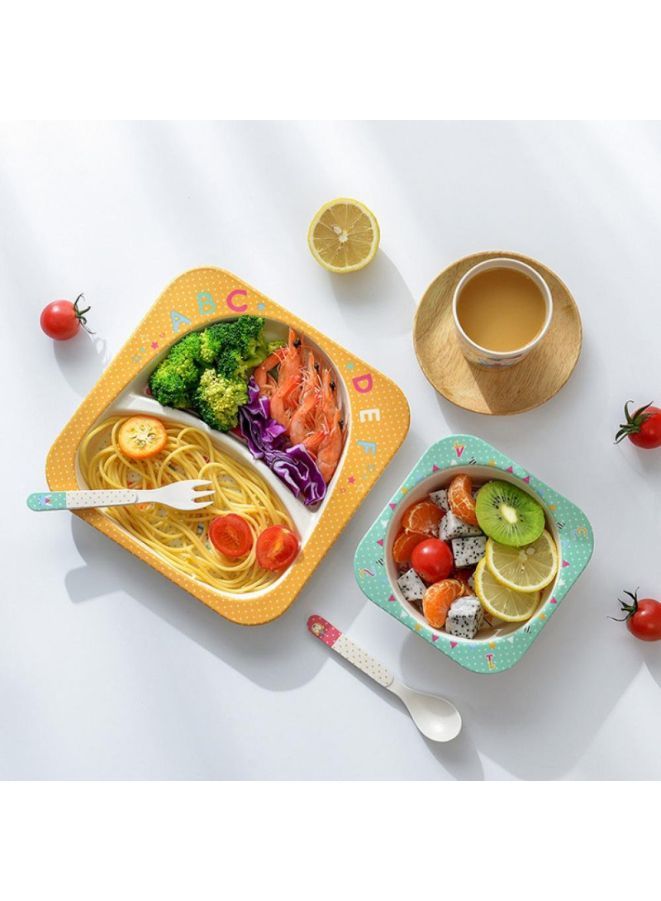 Kids Bamboo Fiber Plate Set – Elephant Design | 5-Piece Eco-Friendly Dinner Set for Toddlers & Kids | Safe Non-Toxic Tableware with Plate, Bowl, Cup, Fork & Spoon - Image 4