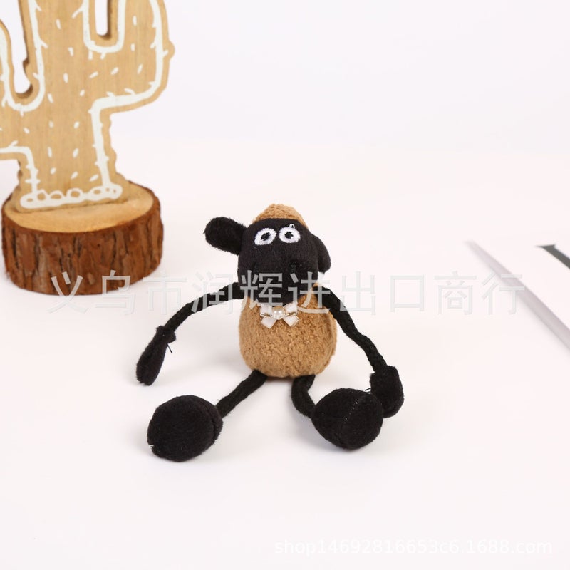 Couples Sheep Bag Charm Keychain Car Accessory White collar knot sheep female