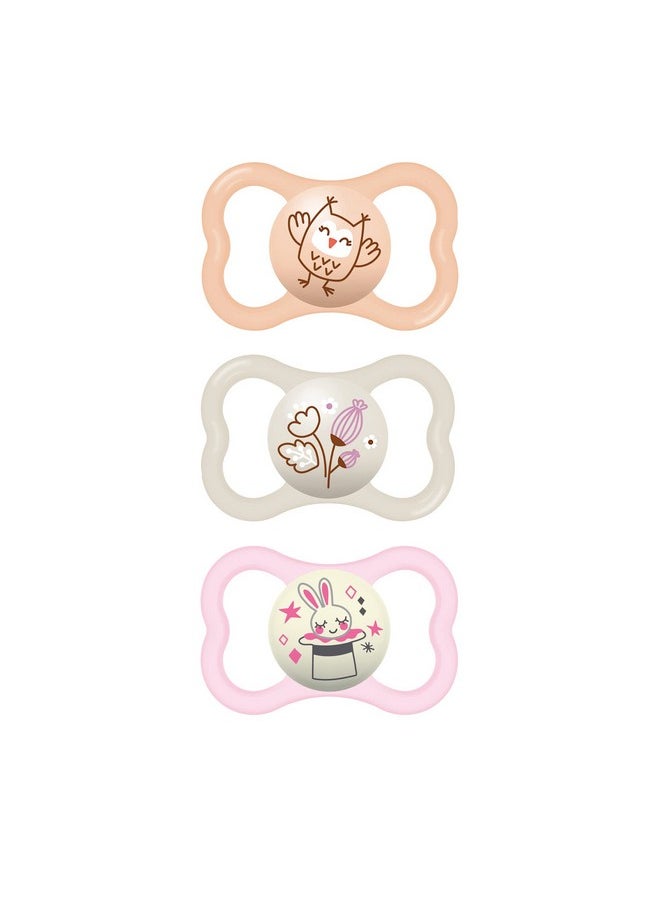 MAM MAM Air Night & Day Baby Pacifier, for Sensitive Skin, Glows in The Dark, 6-16 Months, Girl, 3 Count (Pack of 1)  - Image 1