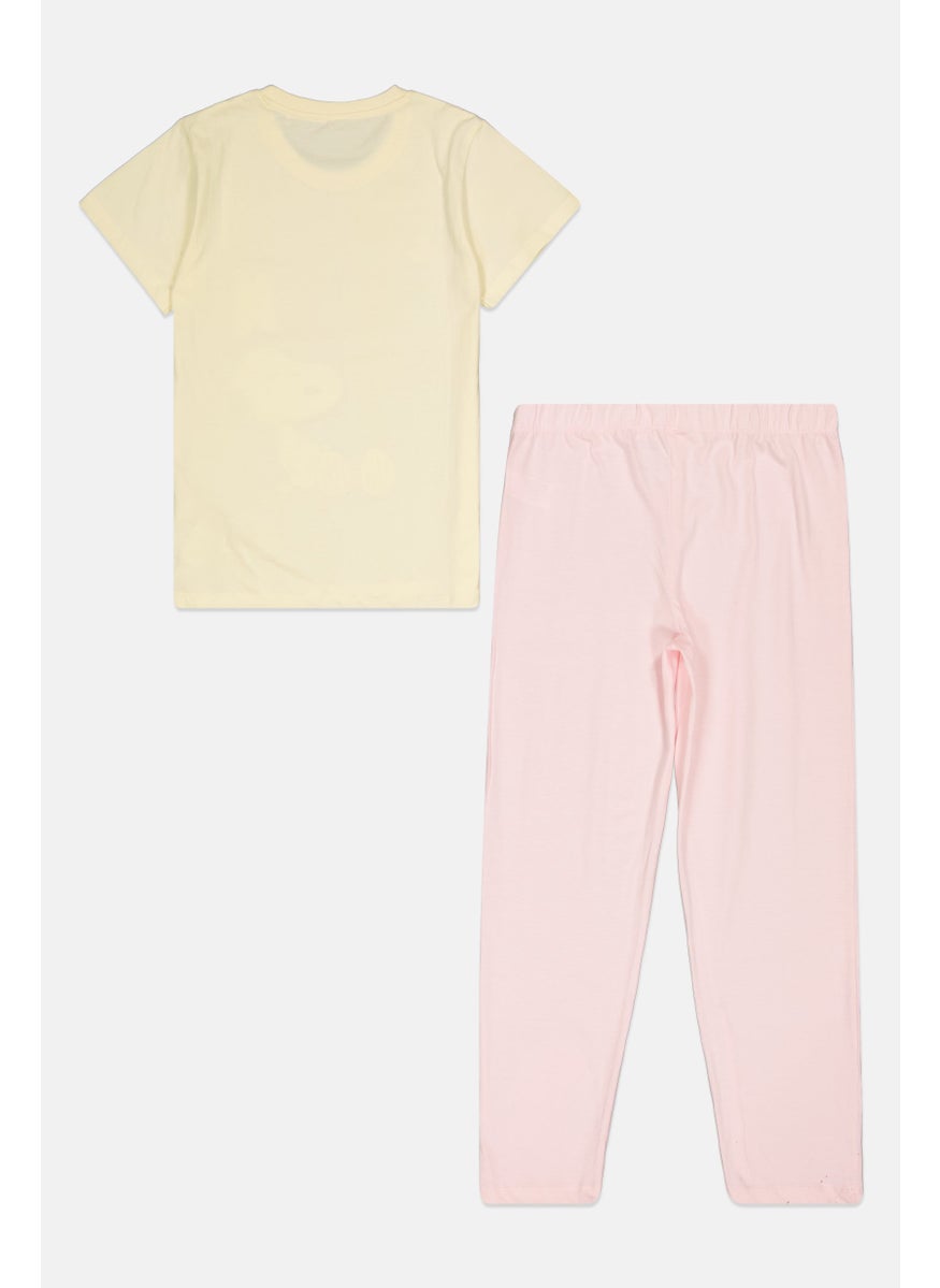 Peanuts Kids Girl 2 Pieces Graphic Print Pajama Set, Multicolor  - Image 2