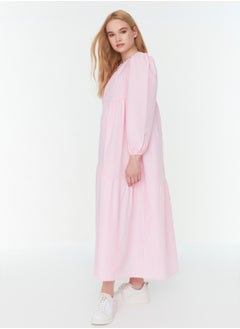 trendyol Powder Gathered Detail Cotton Wide Fit Woven Dress TCTSS21EL3470  - Image 2