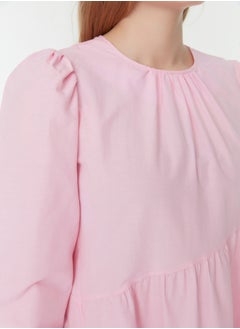 trendyol Powder Gathered Detail Cotton Wide Fit Woven Dress TCTSS21EL3470  - Image 4