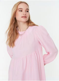 trendyol Powder Gathered Detail Cotton Wide Fit Woven Dress TCTSS21EL3470  - Image 3