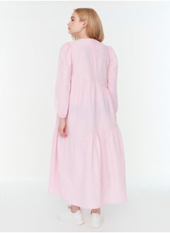 trendyol Powder Gathered Detail Cotton Wide Fit Woven Dress TCTSS21EL3470  - Image 5