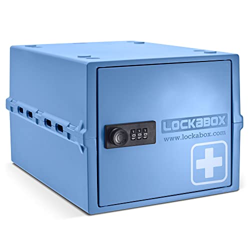 Lockabox One™ | Premium Medicine Lock Box | Medium Medication Lock Box With Code For Medicines, Vitamins & Supplements | External Size 12 x 8 x 6.6 inches (Medi Blue) - Image 1