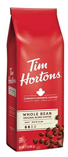 Tim Hortons تيم هورتنز حبوب القهوة الكاملة الأصلية محمصة متوسطة مصنوعة من 100 حبة أرابيكا كيس 32 أوقية - Image 1