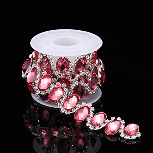 Rytenz 1 Yard Crystal Rhinestone Close Chain Pearl Beaded Trim Bridal Lace Ribbon Trimming Rhinestone Chain Trim for Wedding Party Decoration & Bridal Costume Embellishment Clothing Accessories - Image 1