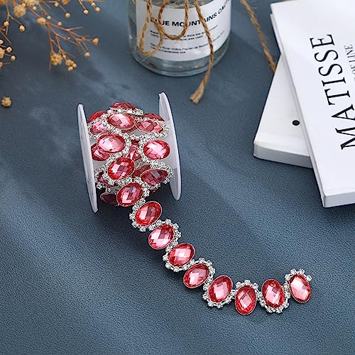 Rytenz 1 Yard Crystal Rhinestone Close Chain Pearl Beaded Trim Bridal Lace Ribbon Trimming Rhinestone Chain Trim for Wedding Party Decoration & Bridal Costume Embellishment Clothing Accessories - Image 5