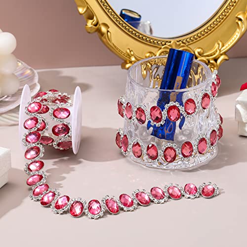 Rytenz 1 Yard Crystal Rhinestone Close Chain Pearl Beaded Trim Bridal Lace Ribbon Trimming Rhinestone Chain Trim for Wedding Party Decoration & Bridal Costume Embellishment Clothing Accessories - Image 3