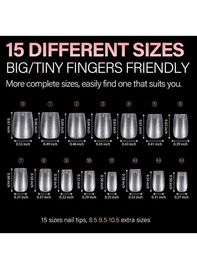 AILLSA Extra Short Coffin Nail Tips for Valentine's Day 15 Sizes Options Soft Gel Nails Tips Full Cover Matte Prefiled Coffin Nail Tips Clear Fake Nail Tips 240PCS with Storage Box - Image 5