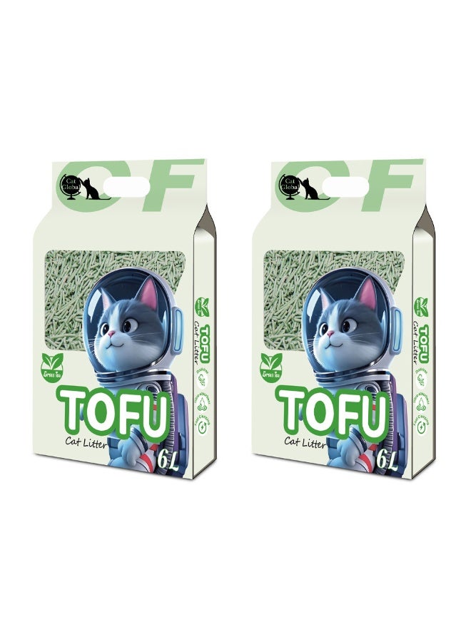 Tofu Cat Litter - Fast Clumping, Flushable, Ultra Absorbent, Low Dust, Fresh Scented, Odor Control, 6L, 2 Pack - Image 1
