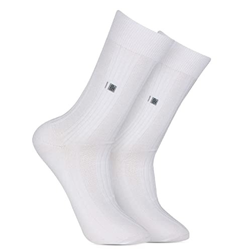 Bonjour Men's Cosmic Ribbed Formal Full Length Business/Office Premium Cotton Socks Giftbox- Cream - Image 1