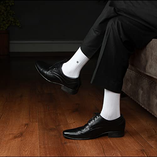 Bonjour Men's Cosmic Ribbed Formal Full Length Business/Office Premium Cotton Socks Giftbox- Cream - Image 2