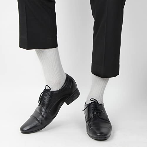 Bonjour Men's Cosmic Ribbed Formal Full Length Business/Office Premium Cotton Socks Giftbox- Cream - Image 5