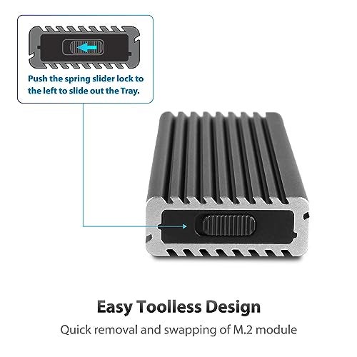 Vantec حاوية Vantec M.2 Nvme SSD إلى USB 3.1 Gen 2 نوع C مع كابل C إلى C، لون رمادي فضائي، ID5 (NST-205C3-SG) - Image 3