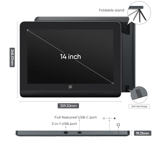 XP-PEN XPPen Artist Pro 14 (Gen 2) 14 Inch Drawing Display, Full-Laminated Screen, X3 Pro Stylus, 16384 Pressure Levels, Includes Bluetooth Express Key Remote, Supports Mac/Windows/Linux/Android – Black - Image 2
