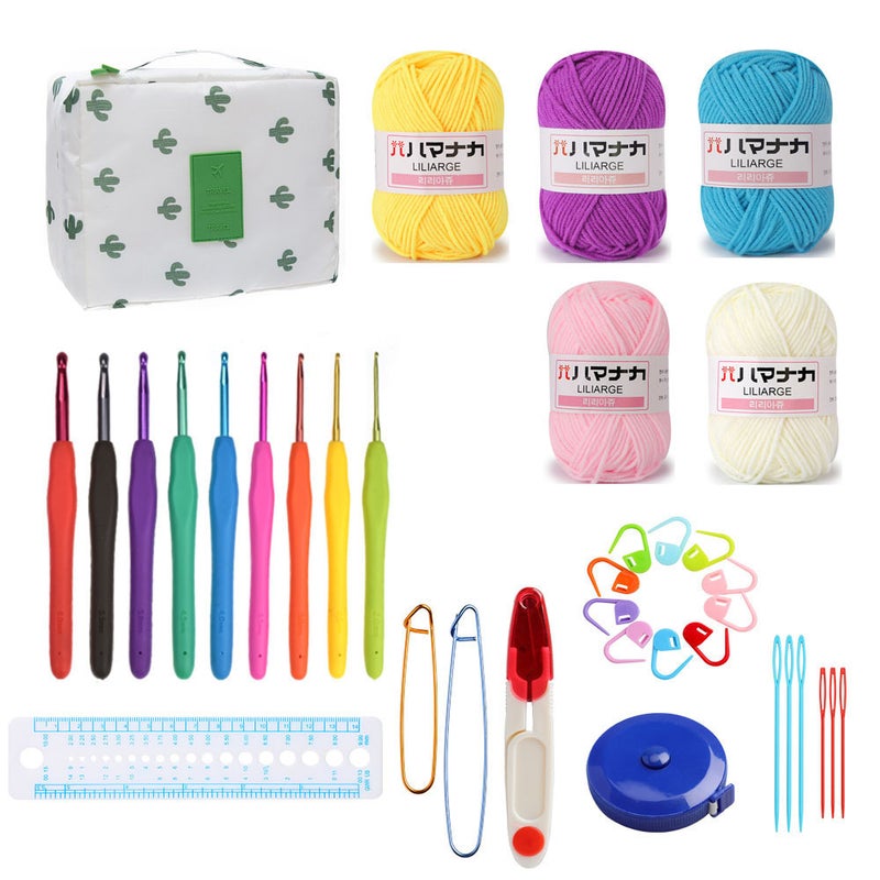 58-Piece Crochet Set Diy Novice Crochet Complete Set Of Materials Package Portable Wool Knitting Tools - Image 1