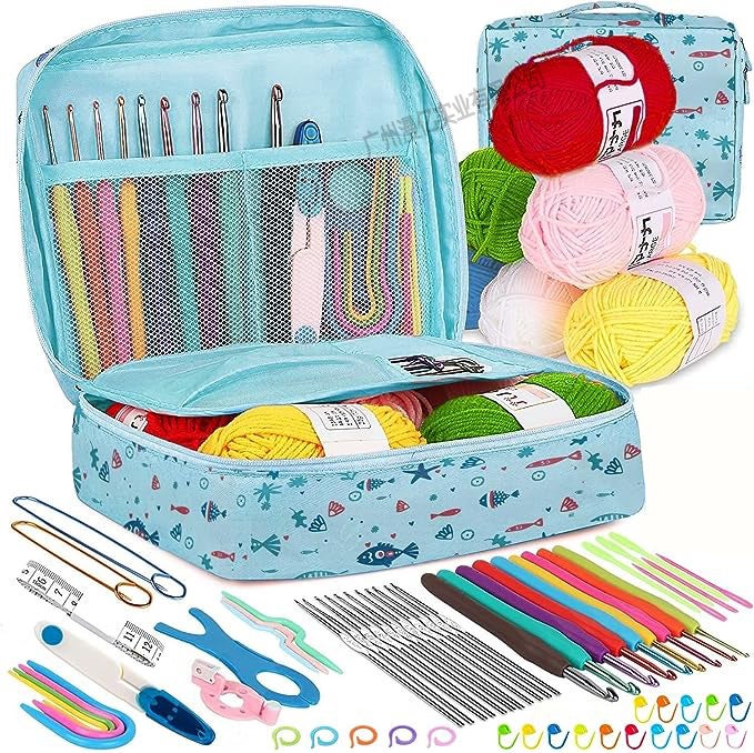 58-Piece Crochet Set Diy Novice Crochet Complete Set Of Materials Package Portable Wool Knitting Tools - Image 2