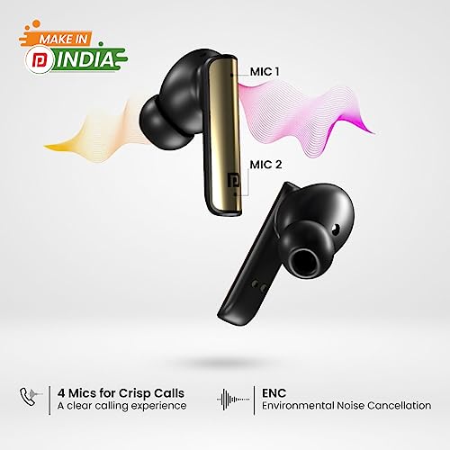 Portronics Harmonics Twins S7 True Wireless in Ear Earbuds with 35Hrs Playtime, Auto ENC, Quad Mic,13mm Driver, Touch Control, BT 5.3v, Voice Assistant, Type C Charging Port (Black) - Image 4