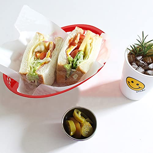 Cedilis 40 Pack Fast Food Baskets, Plastic Red Food Serving Tray, Food Service Restaurant Baskets, Reusable Bread Basket for Hot Dog, Burger, Sandwiches, Deli Serving, Dishwasher safe, 10.5 x 7 Inch - Image 3