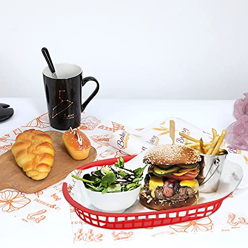 Cedilis 40 Pack Fast Food Baskets, Plastic Red Food Serving Tray, Food Service Restaurant Baskets, Reusable Bread Basket for Hot Dog, Burger, Sandwiches, Deli Serving, Dishwasher safe, 10.5 x 7 Inch - Image 2