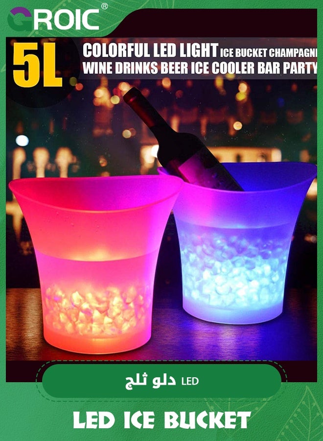 GROIC LED Ice Buckets Plastic Ice Bucket 5L Large Capacity Ice Bucket Multi Colors Changing for Party Home KTV Clubs,Bluetooth Sound Ice Bucket - Image 2