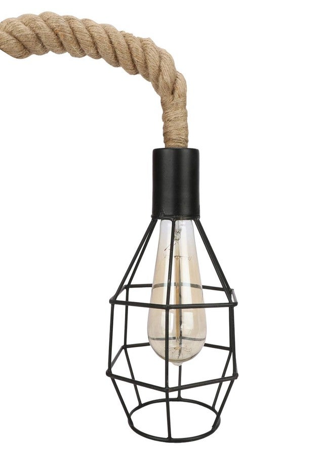 Groeien High-Quality Urban Retro Grenade Style Shape Cage Rope Hanging/Pendant Edison Lamp with E27 Holder Baze (Black, Medium) - Image 1