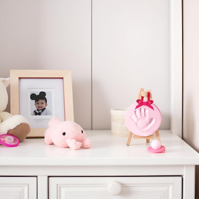 Tiny Ideas DIY Baby's Print Handprint or Footprint Keepsake No Bake Ornament with Ribbon, Baby Girl Nursery Décor, Pink - Image 5