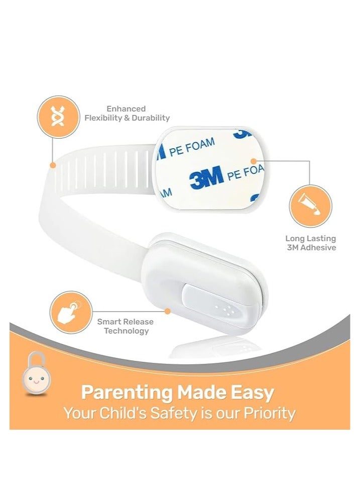 3M ذاتية اللصق قفل حزام الأمان للأطفال مناسبة لأنّ خزانة ، غسالة صحون ، ثلاجة ، فرن ، مزلاج مزلاج مزلاج المرحاض خالية من البقع ( 12 ) - Image 2