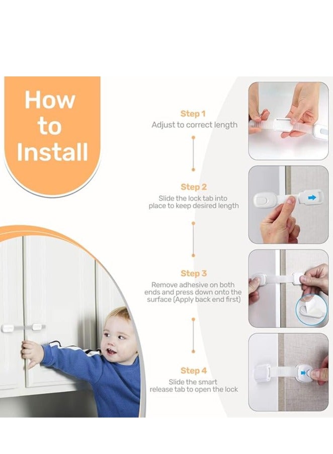 3M ذاتية اللصق قفل حزام الأمان للأطفال مناسبة لأنّ خزانة ، غسالة صحون ، ثلاجة ، فرن ، مزلاج مزلاج مزلاج المرحاض خالية من البقع ( 12 ) - Image 5