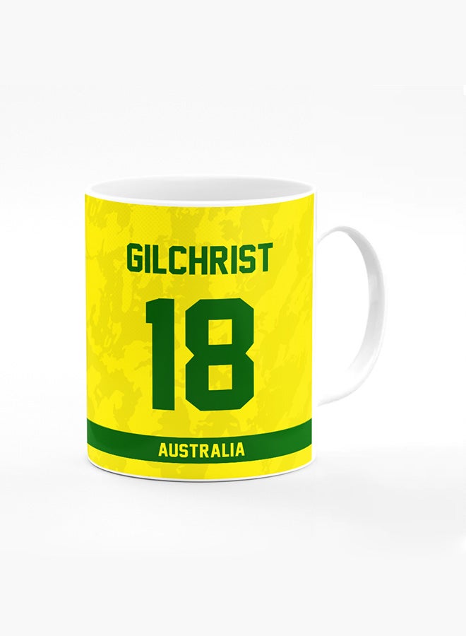 Stylizedd Designer Printed Coffee Mug with Heavy Duty Handle 11oz Ceramic Personalised Gift Mugs Cup [Microwave Safe & Dishwasher Proof ] - Cricket Player - Adam Gilchrist, Jersey Number - 18 - Image 1