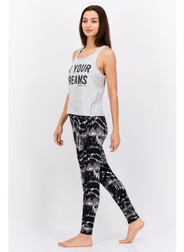 BCBGeneration Women 2 Pc Sleeveless Allover Printed Pajama Set, Grey  - Image 2