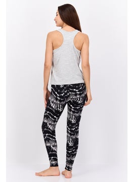 BCBGeneration Women 2 Pc Sleeveless Allover Printed Pajama Set, Grey  - Image 3