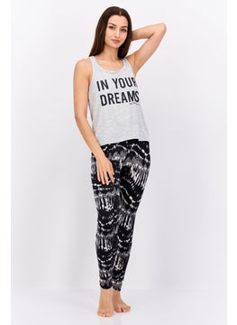 BCBGeneration Women 2 Pc Sleeveless Allover Printed Pajama Set, Grey  - Image 1